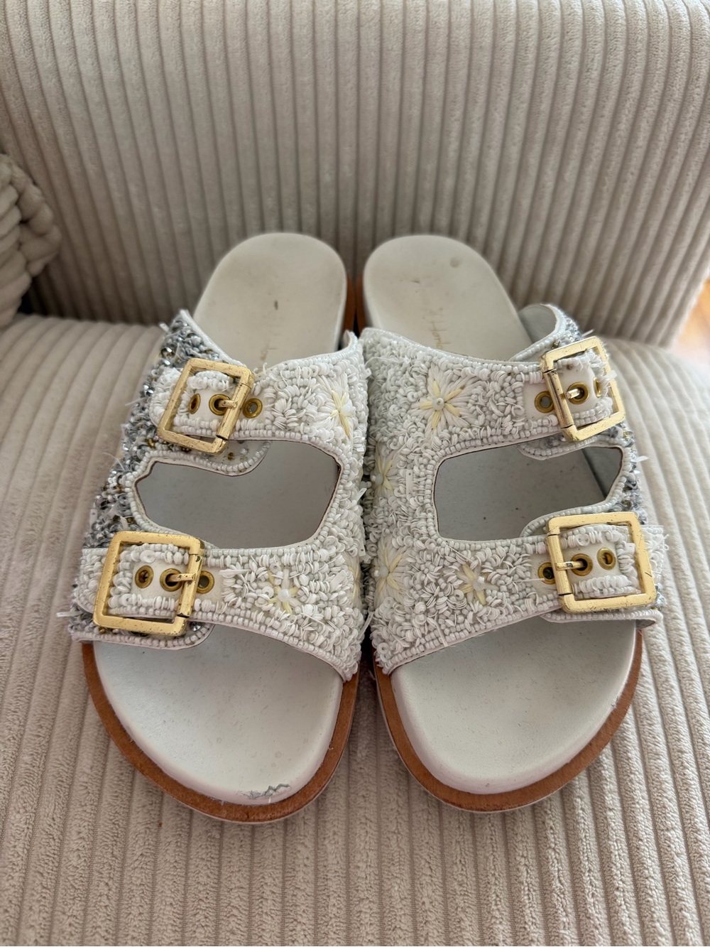 House of Harlow White Beaded Sandals Size 10